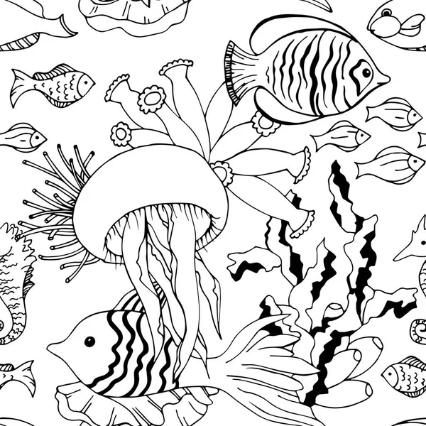Wektor morze podwodne życie Jednolity wzór tekstury — Wektor stockowy