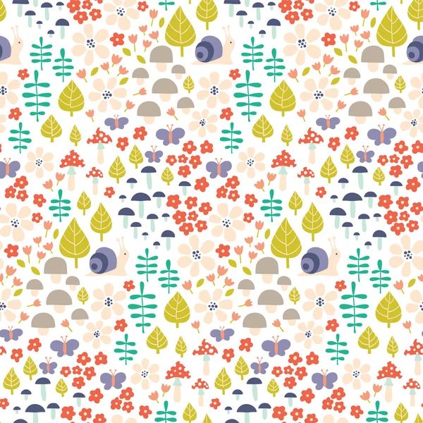 Seamless cute seasonal pattern with  forest mushrooms — Stock Vector