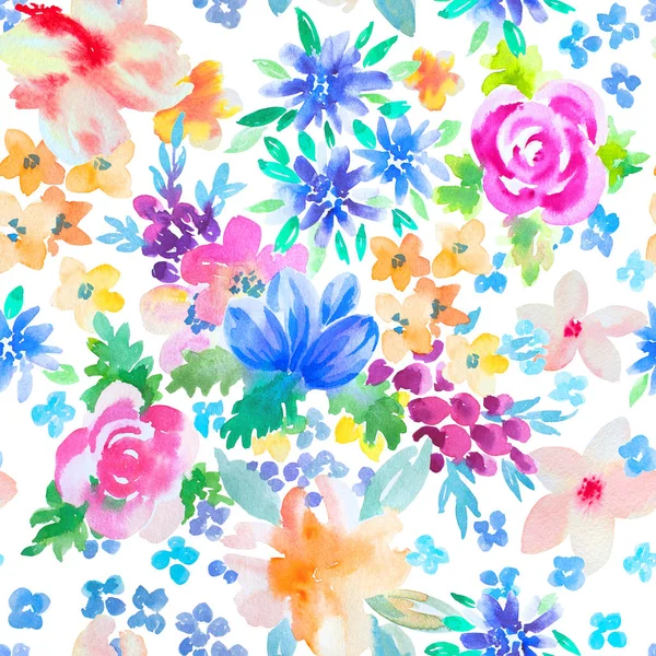 Akvarell botanikai zökkenőmentes virágmintás. Jó a nyomtatás — Stock Fotó