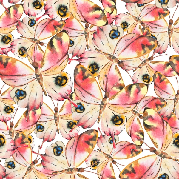 Akvarell sömlösa mönster med färgglada fjärilar. Bra för — Stockfoto