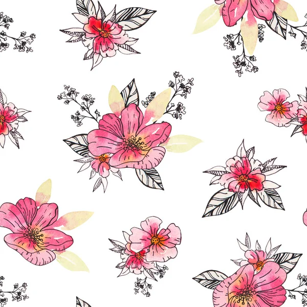 Watercolor floral botanical seamless pattern. Good for printing — Stock Photo, Image
