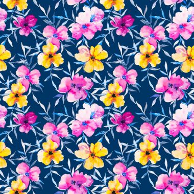 Suluboya çiçek botanik seamless modeli. İyi baskı için