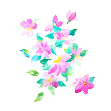 Suluboya çiçek illüstrasyon. İzole kompozisyon. Aferin