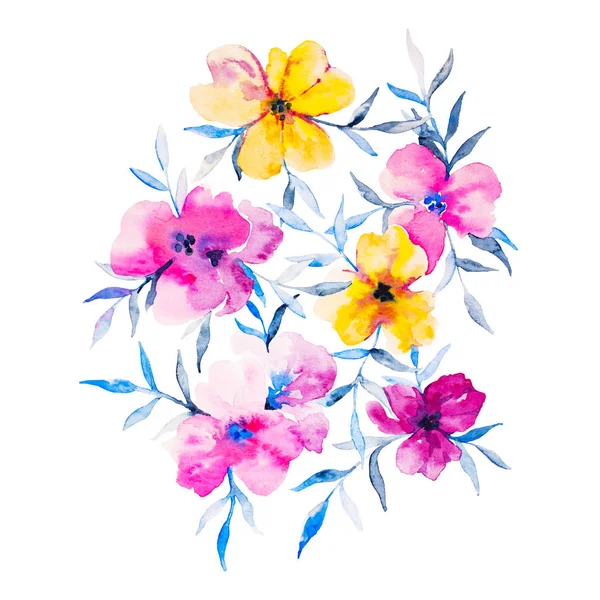 Watercolor flowers illustration. Isolated composition. Good for — Stock Photo, Image