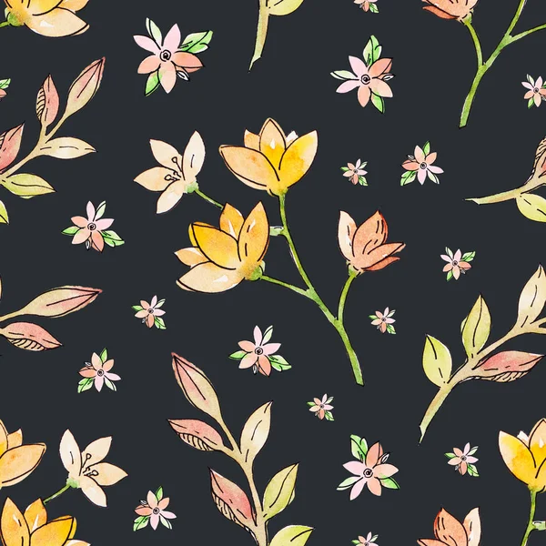 Watercolor floral botanical seamless pattern. Good for printing — Stock Photo, Image