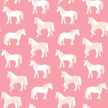 Pastel renklerde güzel atların seamless modeli
