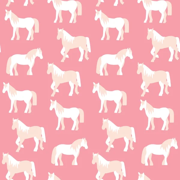 Seamless pattern of beautiful horses in pastel colors — Stock Vector