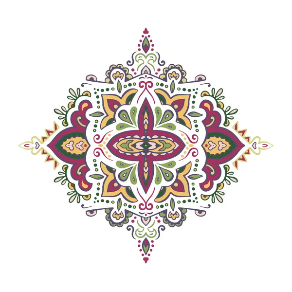 Indiase kleurrijke tapijt paisley ornament patroon ontwerp — Stockvector