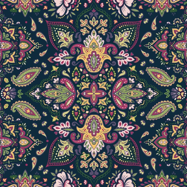 Indische bunte Teppich Paisley Ornament Muster Design. — Stockvektor