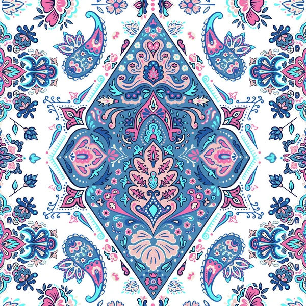 Alfombra colorida india paisley ornamento patrón diseño . — Archivo Imágenes Vectoriales