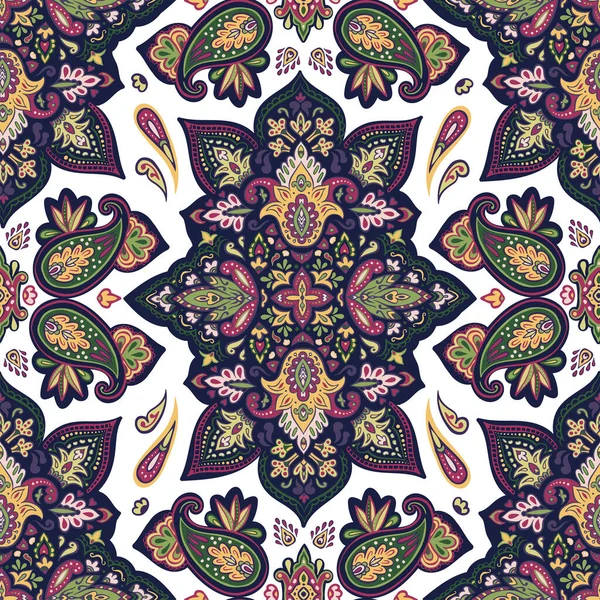 Indisk farverige tæppe paisley ornament mønster design – Stock-vektor
