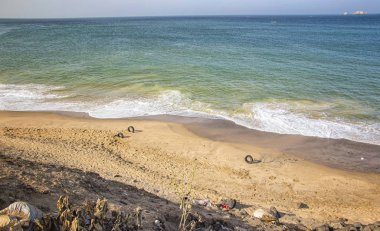 Dakar, Senegal, Afrika kıyı şeridi manzarası. Güzel, uzun bir sahil..