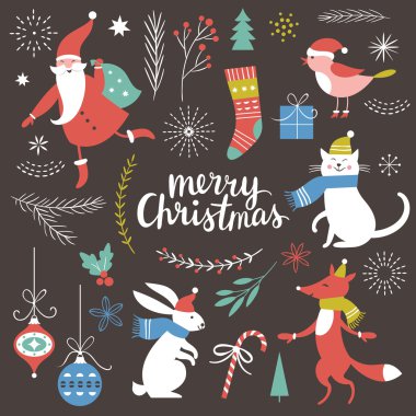 christmas grafik öğeleri kümesi 