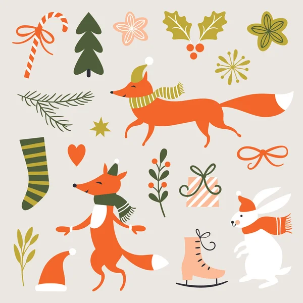 Set of Christmas elements — Stock Vector