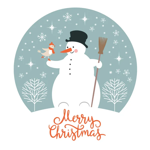 kardan adam ve kuş kart