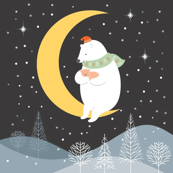 Χριστουγεννιάτικη κάρτα με τα χαριτωμένα ζωάκια — Διανυσματικό Αρχείο
