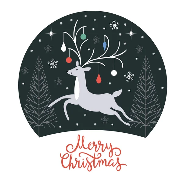 Χριστουγεννιάτικη κάρτα με ελάφια — Διανυσματικό Αρχείο