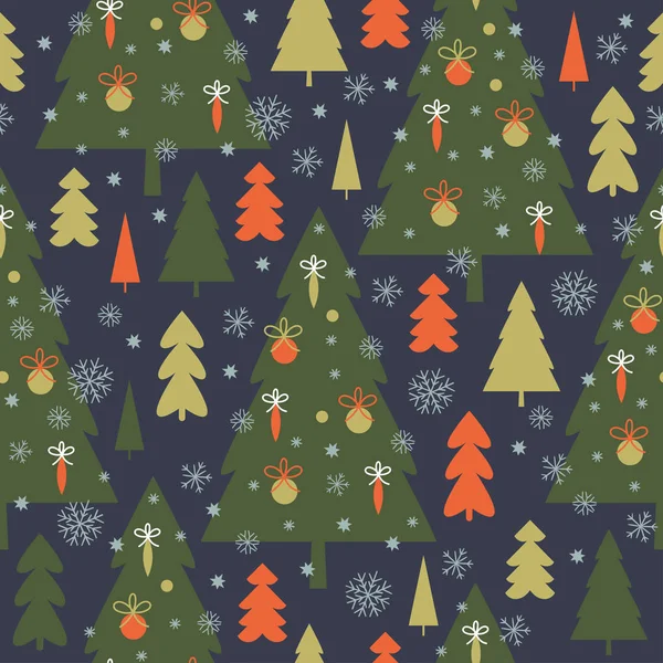 Motif de Noël sans couture avec des pins — Image vectorielle