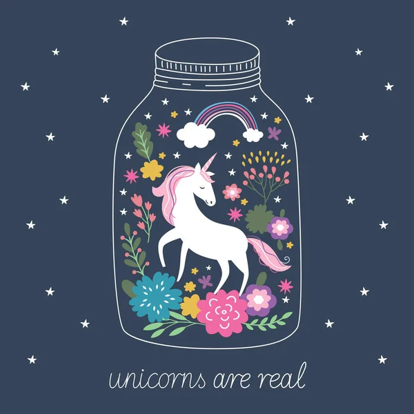 Unicorn fairy tale background — Stock Vector