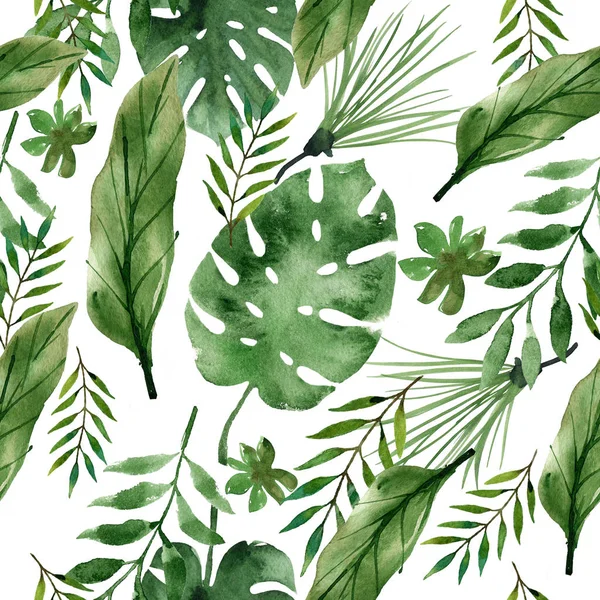 Watercolor tropical leaves — Stock Photo, Image