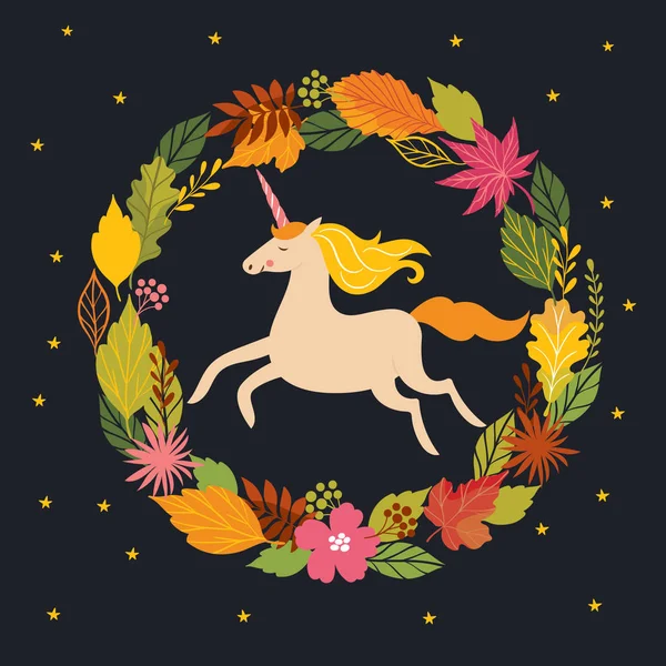 Hermoso unicornio colorido — Vector de stock