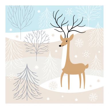 Noel Kartpostalı deer ile