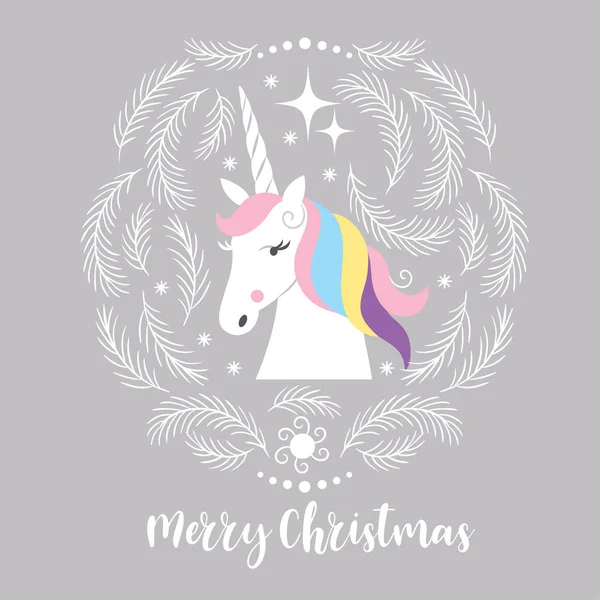 Christmas Unicorn postcard — Stock Vector