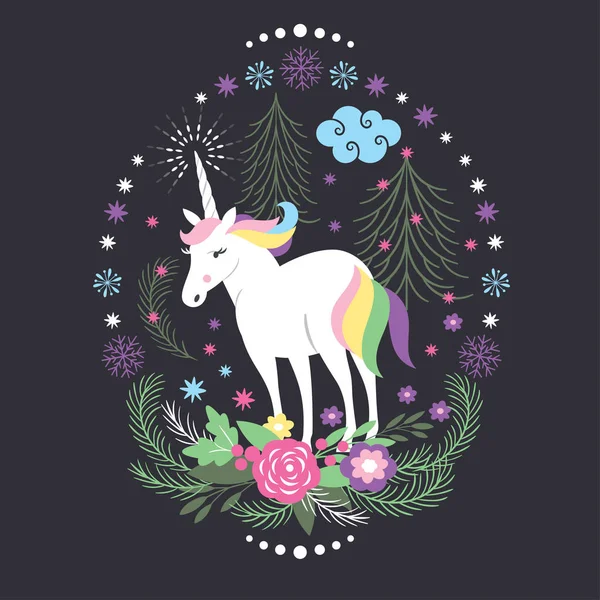 Christmas Unicorn pattern — Stock Vector