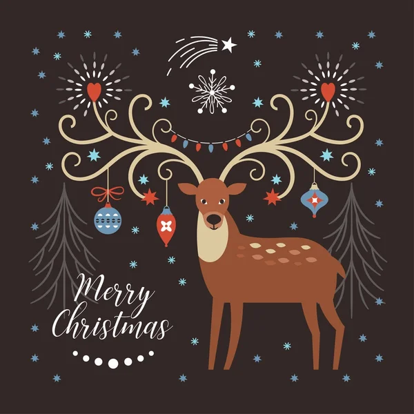 鹿クリスマス カード — ストックベクタ