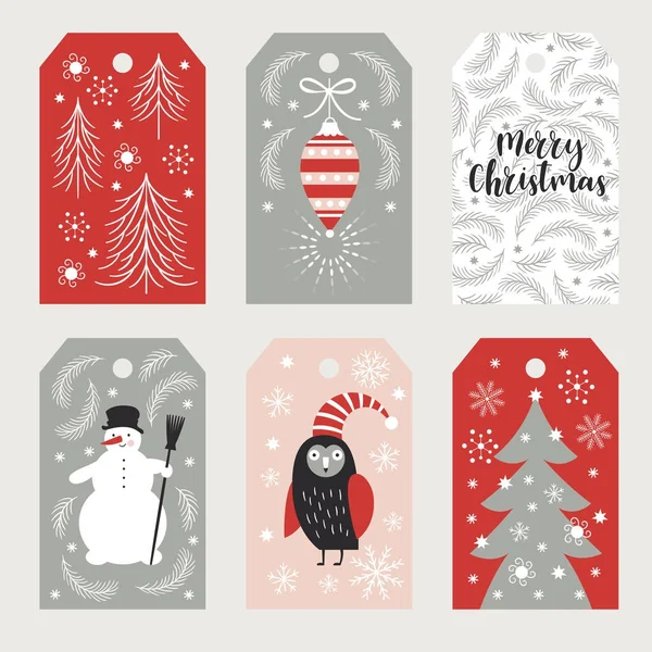 Conjunto de postales navideñas — Vector de stock