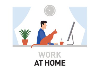 Evde çalışmak, Coronavirüs Illustrations konsepti 