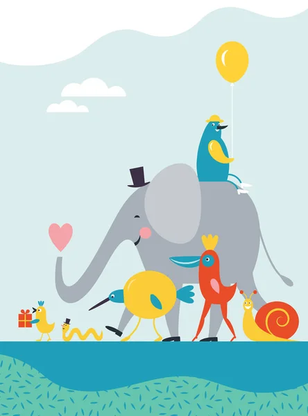 Conception Carte Vœux Illustrations Pour Enfants Joyeux Anniversaire Passe Une — Image vectorielle