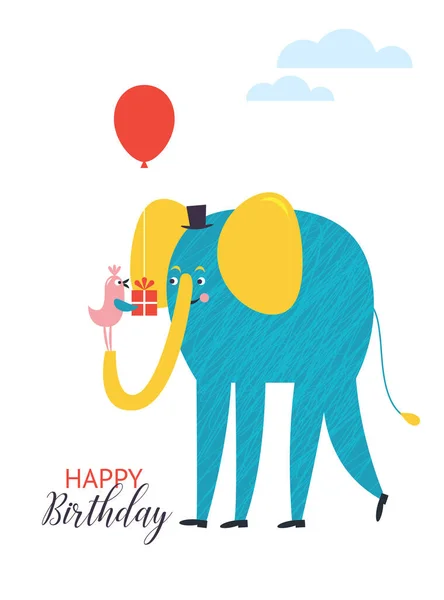 Diseño Tarjeta Felicitación Estilo Ilustraciones Para Niños Feliz Tarjeta Cumpleaños — Vector de stock