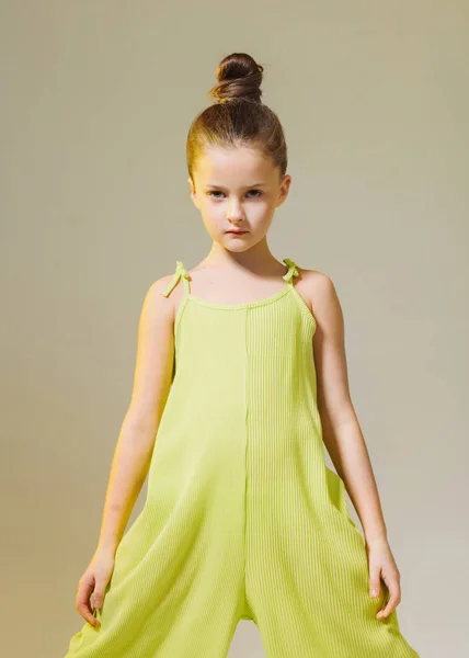 Portrait of little model girl in studio — Stock Photo, Image