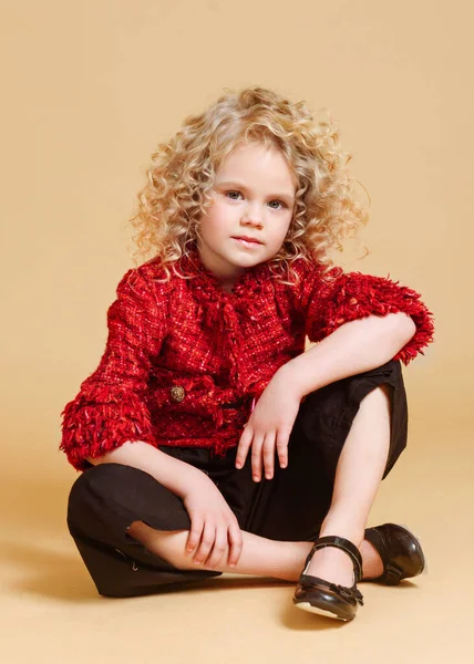 Portrait Little Model Girl Studio — Stock Photo, Image