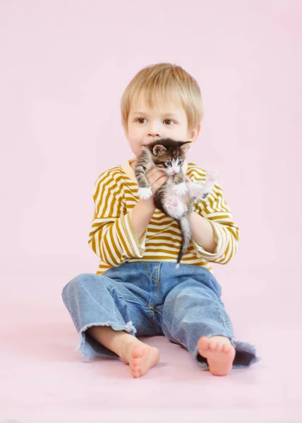 Portret Van Kleine Model Jongen Studio — Stockfoto