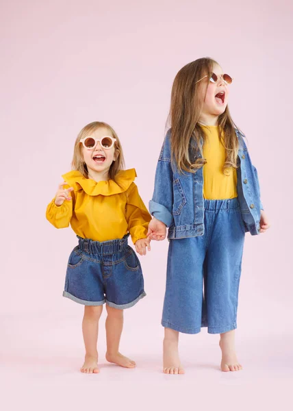 Retrato Dos Hermanas Estudio —  Fotos de Stock