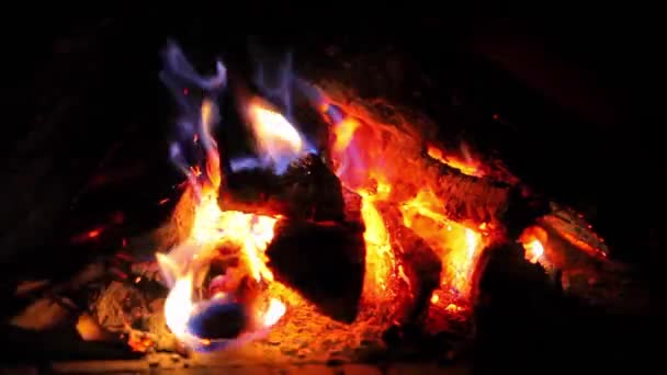 Beautiful burning fireplace — Stock Video