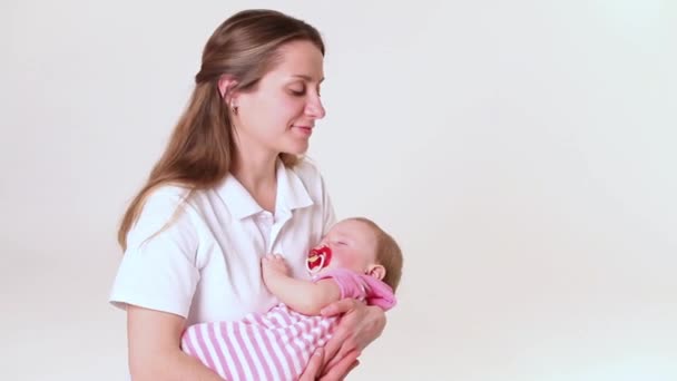 Woman with baby girl — Stock Video