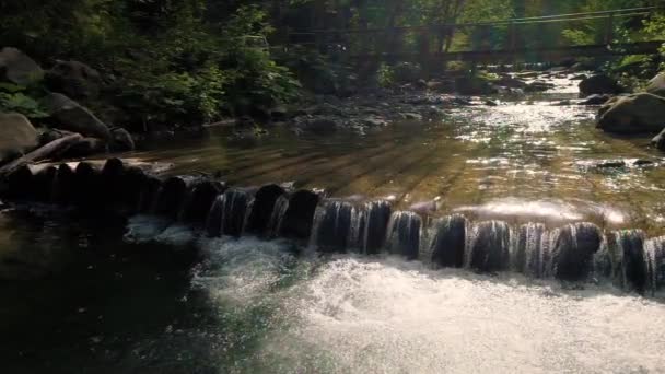 Hermoso río en las montañas Cárpatos — Vídeo de stock