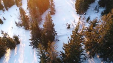 kış gün batımında Karpat Dağları