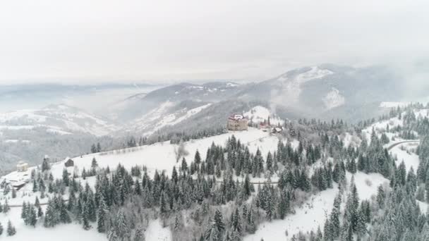 Montañas de Cárpatos con nieve — Vídeo de stock
