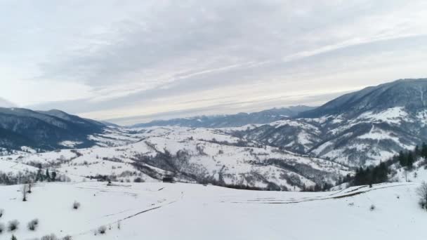 Карпатские горы в зимнее время — стоковое видео