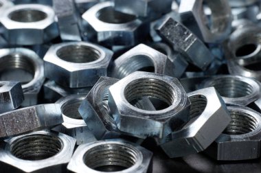 Yan görünüş, yakın plan krom metal fındık.