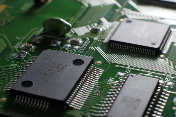 Fechar placa de memória tiro com chip SMD — Fotografia de Stock