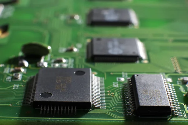 Close up shot memory board with SMD chip — ストック写真