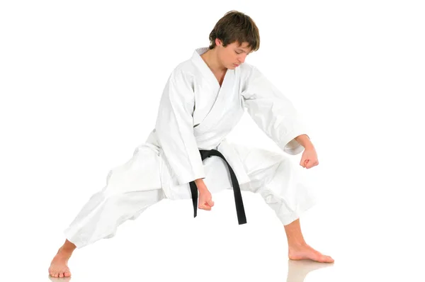 Młody utalentowany zawodowy karate — Zdjęcie stockowe