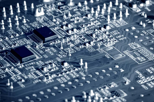 Zbliżenie obwodów elektronicznych z mikroprocesorami — Zdjęcie stockowe