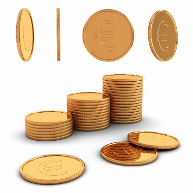 3D resimli altın euro sikkeleri