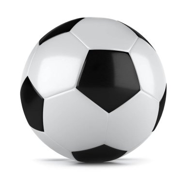 Klasik bir siyah-beyaz futbol topunun 3 boyutlu canlandırması